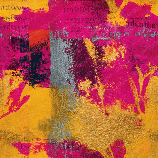 Indian Block Print Hot Pink Yellow Abstract Seamless Digital Paper Pack (DDD016146)