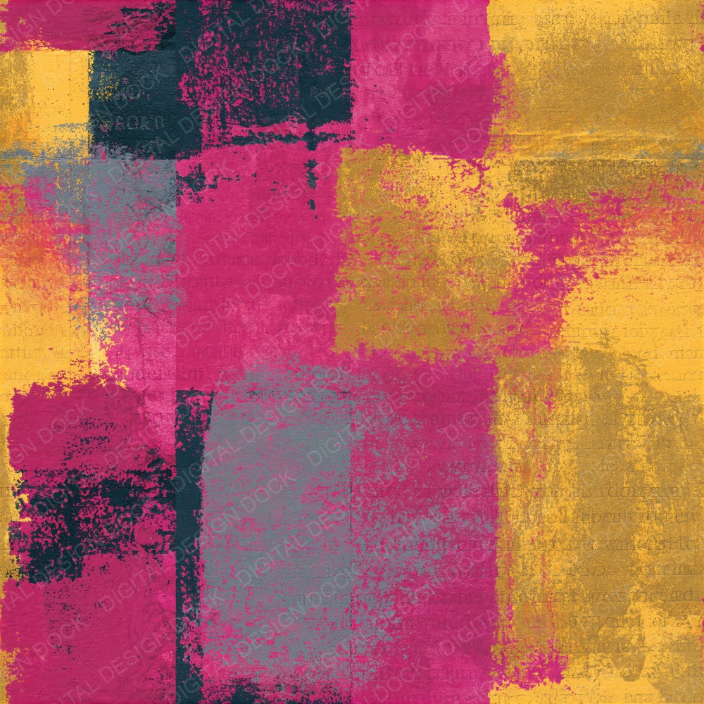 Indian Block Print Hot Pink Yellow Abstract Seamless Digital Paper Pack (DDD016146)