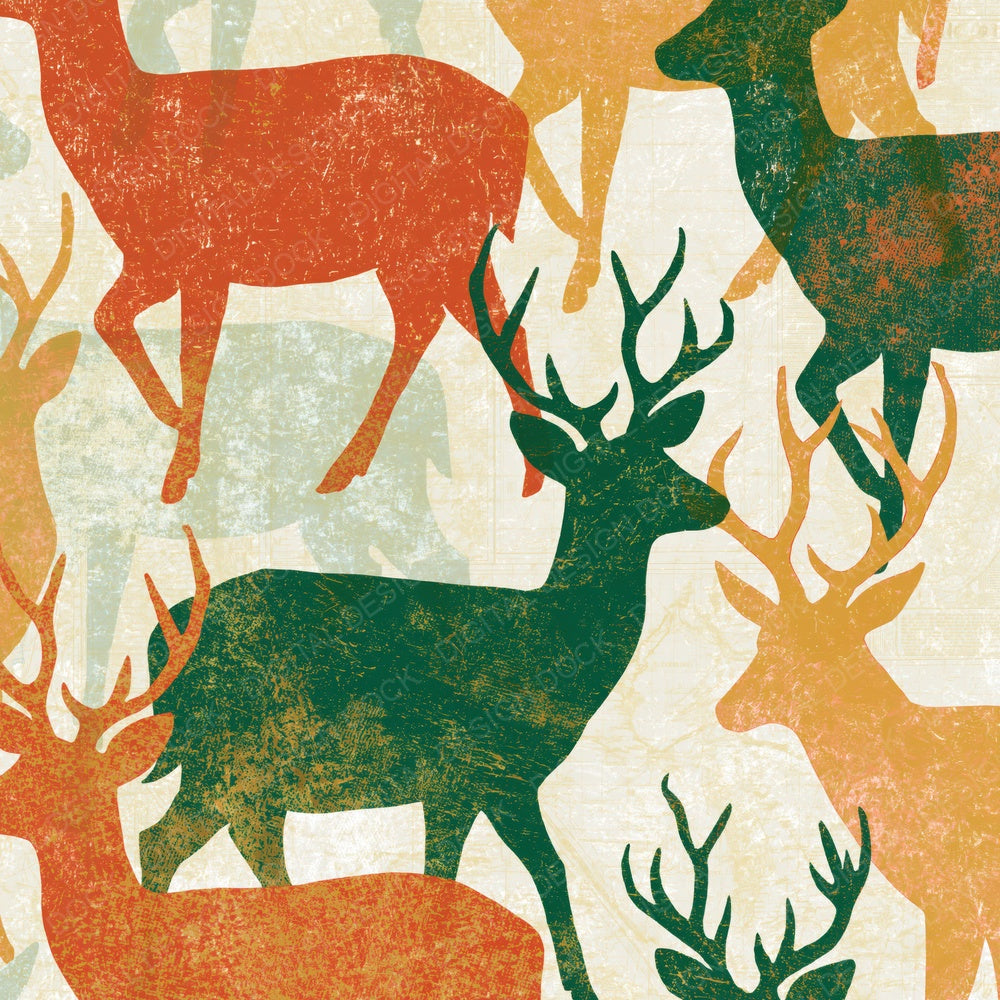 Risograph Deer Rust Ochre Forest Digital Paper Pack (DDD016152)