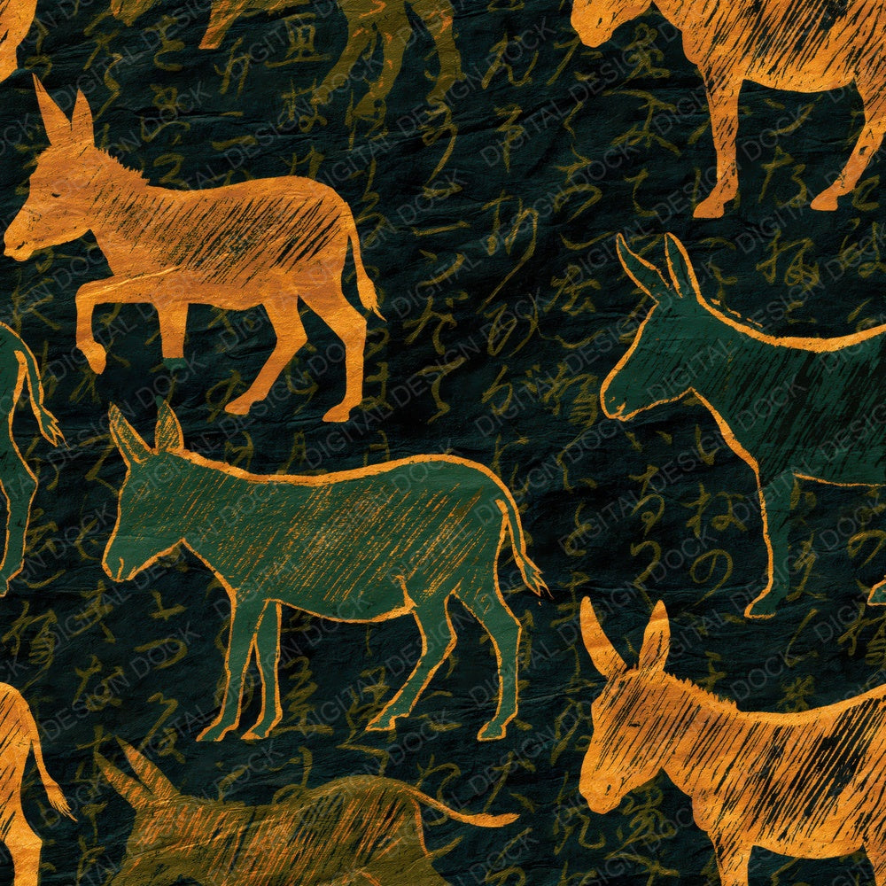 Scratchboard Donkey Amber Forest Digital Paper Pack (DDD016156)