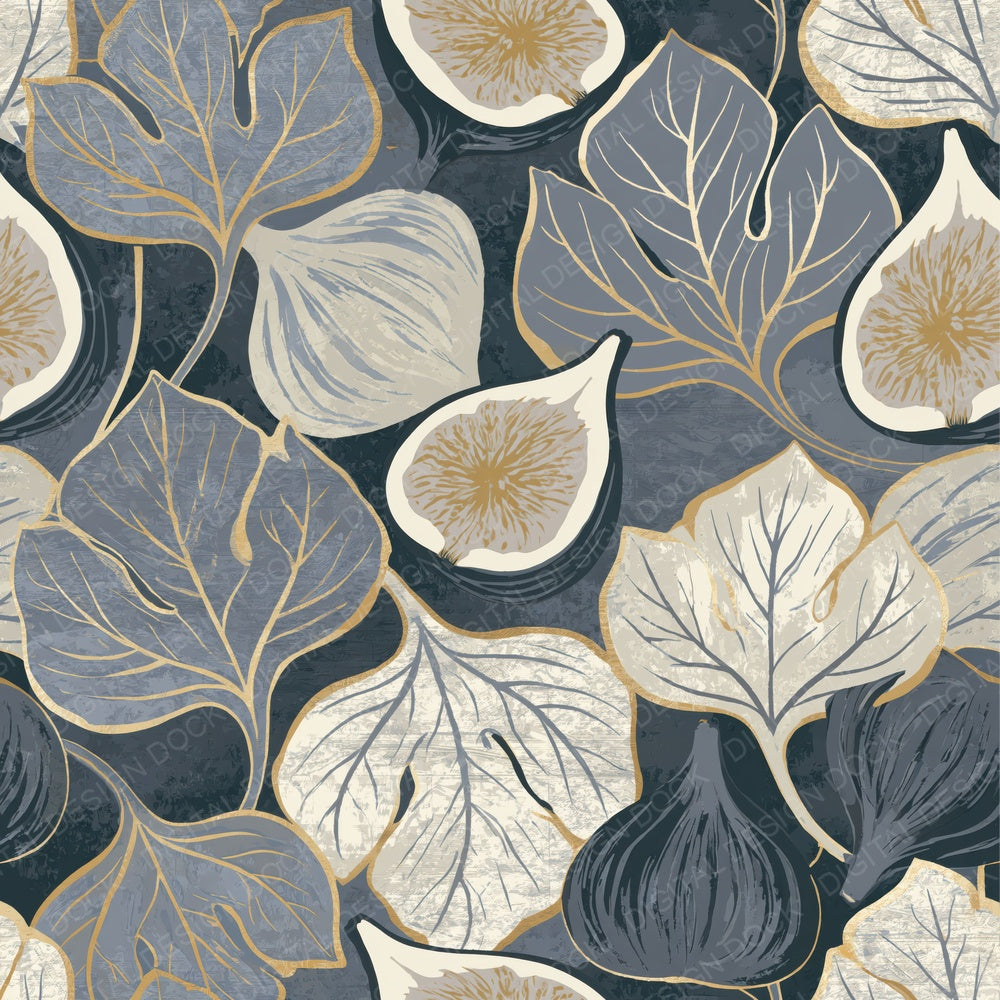 Indian Block Print Figs Gunmetal Pearl Digital Paper Pack (DDD016186)