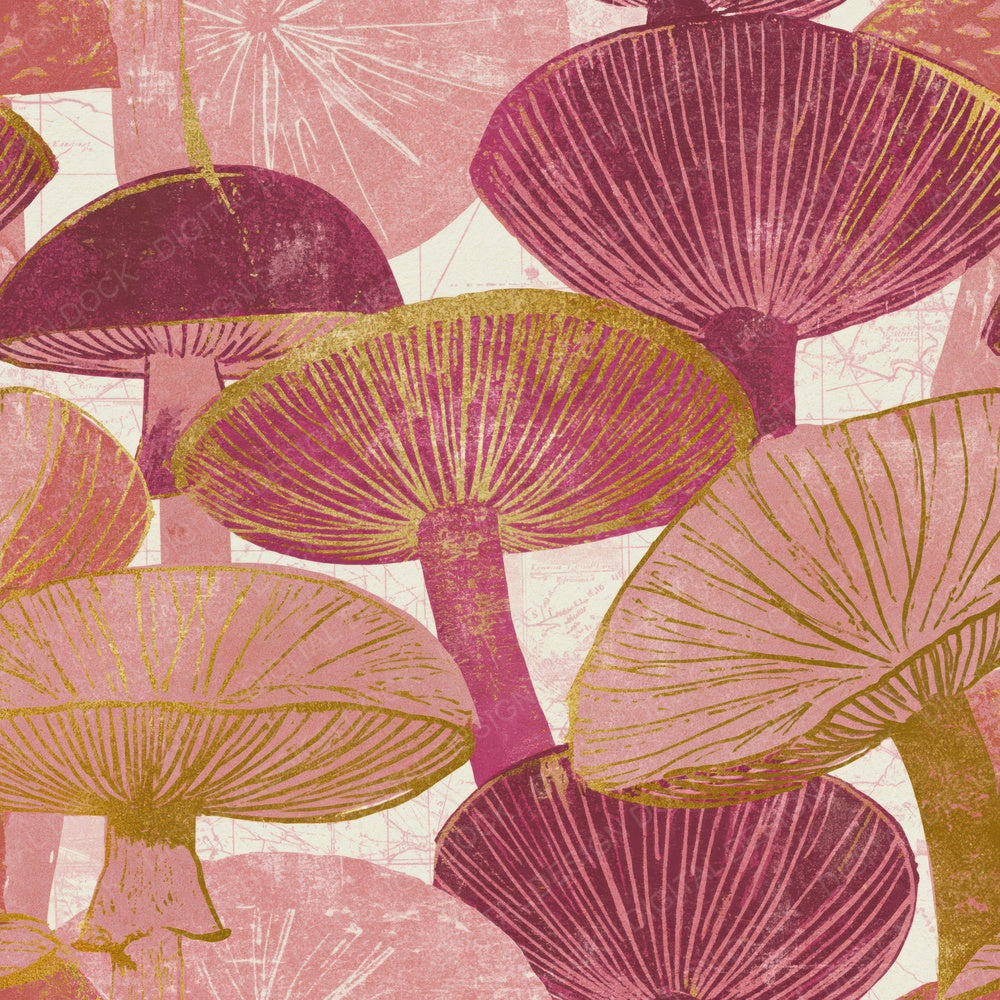 Indian Block Print Mushrooms Dusty Pink Digital Paper Pack (DDD016206)