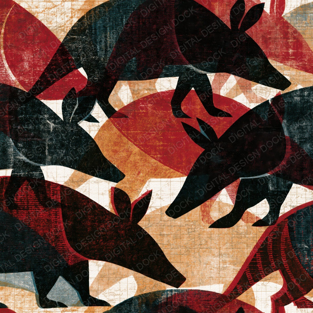 Linocut Aardvark Bone Oxblood Digital Paper Pack (DDD016208)