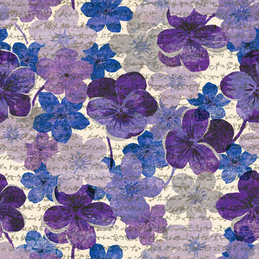 Woodblock Forget Me Nots Amethyst Digital Paper Pack (DDD016223)