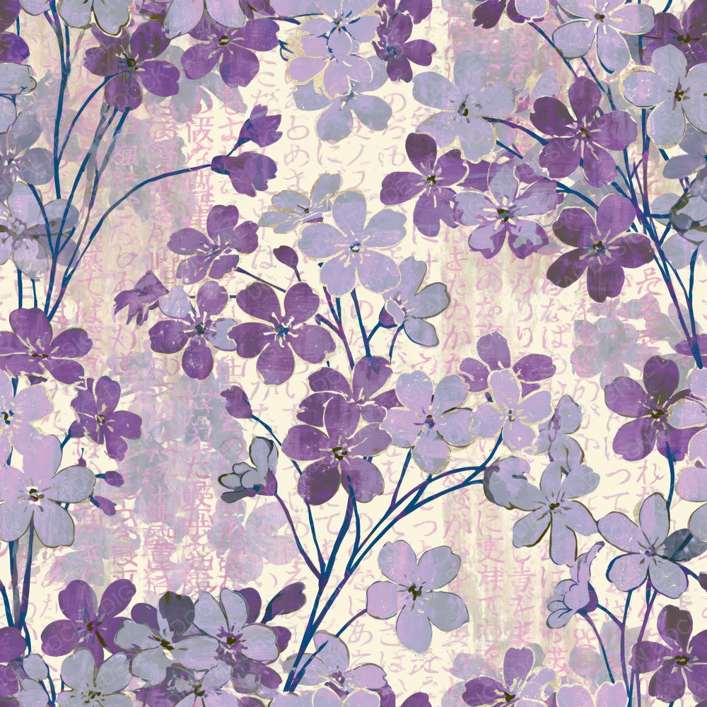 Woodblock Forget Me Nots Amethyst Digital Paper Pack (DDD016223)