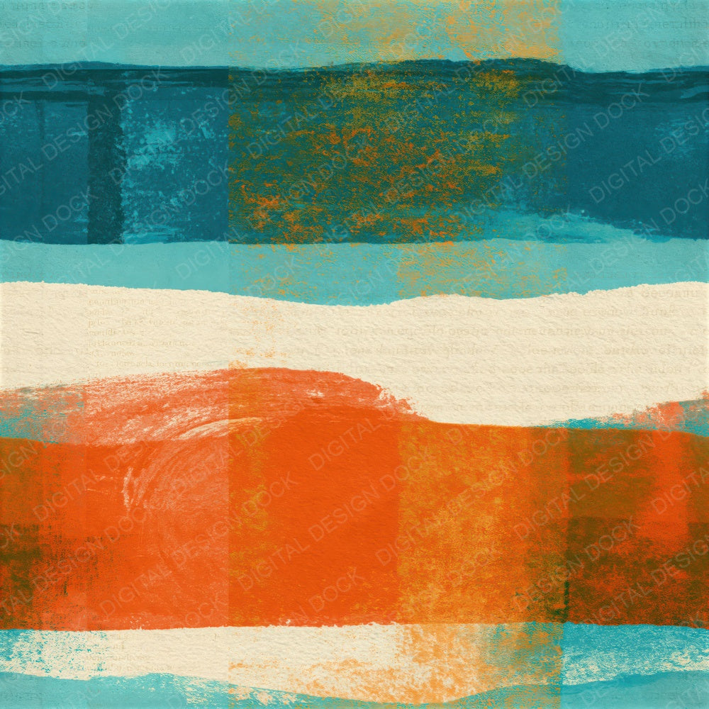 Screenprint Tangerine Aqua Abstract Seamless Digital Paper Pack (DDD016241)