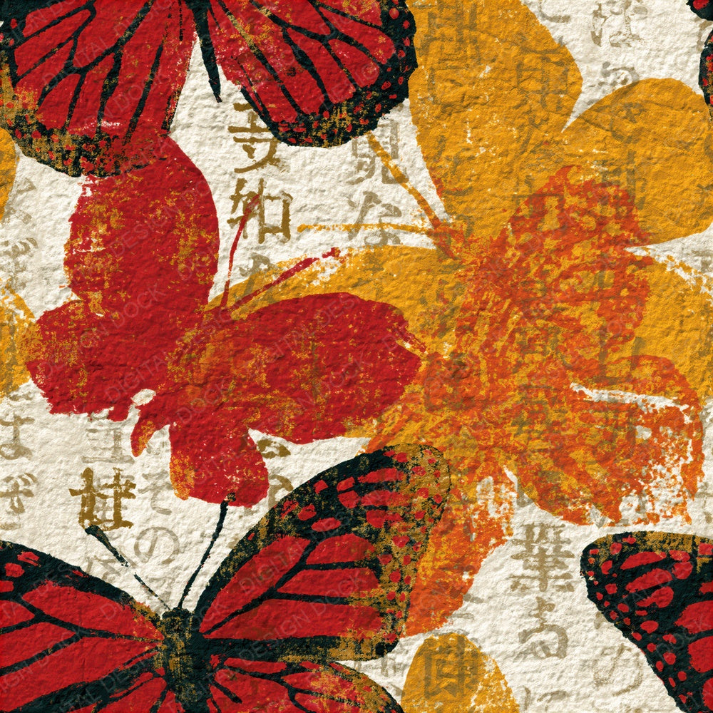 Lithograph Butterflies Curry Pomegranate Seamless Digital Paper Pack (DDD016250)