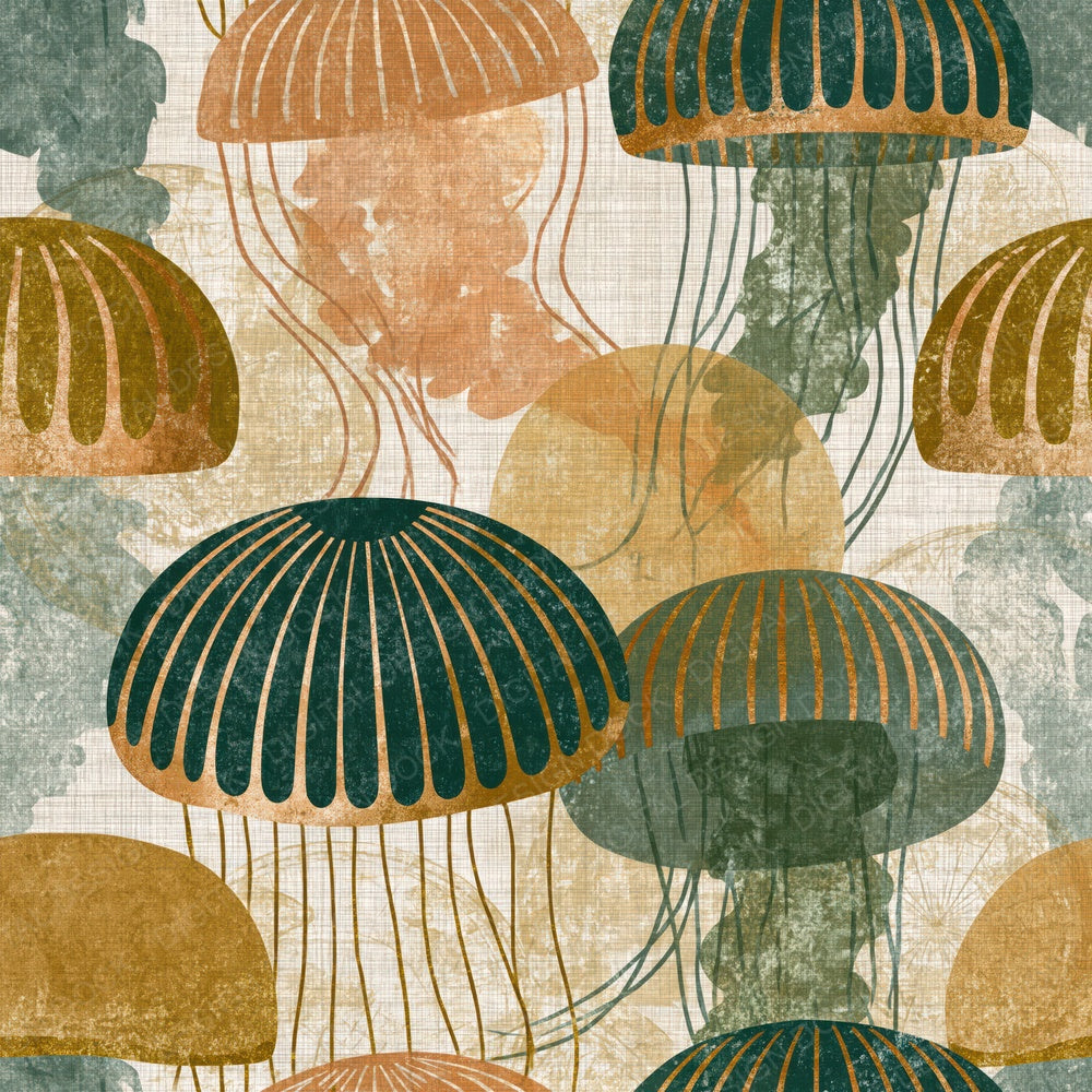 Lithograph Jellyfish Fern Ochre Digital Paper Pack (DDD016253)