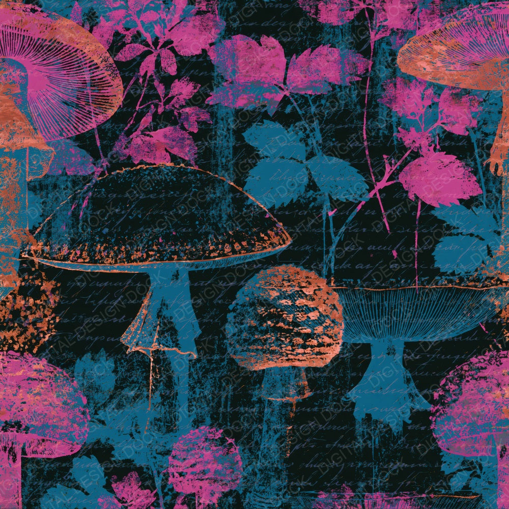 Screenprint Amanita Pink Cyan Digital Paper Pack (DDD016262)