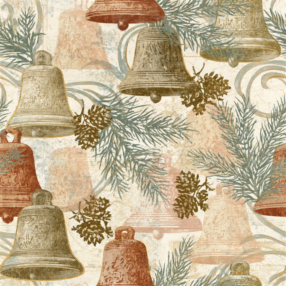 Art Nouveau Church Bells Sepia Seamless Digital Paper Pack (DDD016265)
