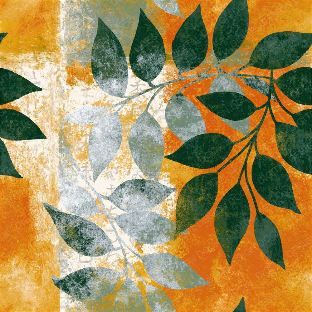 Linocut Amber Sage Parchment Seamless Digital Paper Pack (DDD016272)