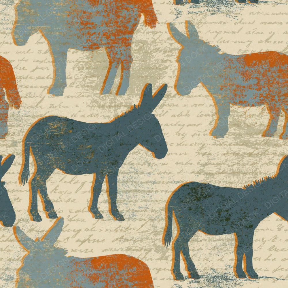 Risograph Donkeys Slate Rust Digital Paper Pack (DDD016277)