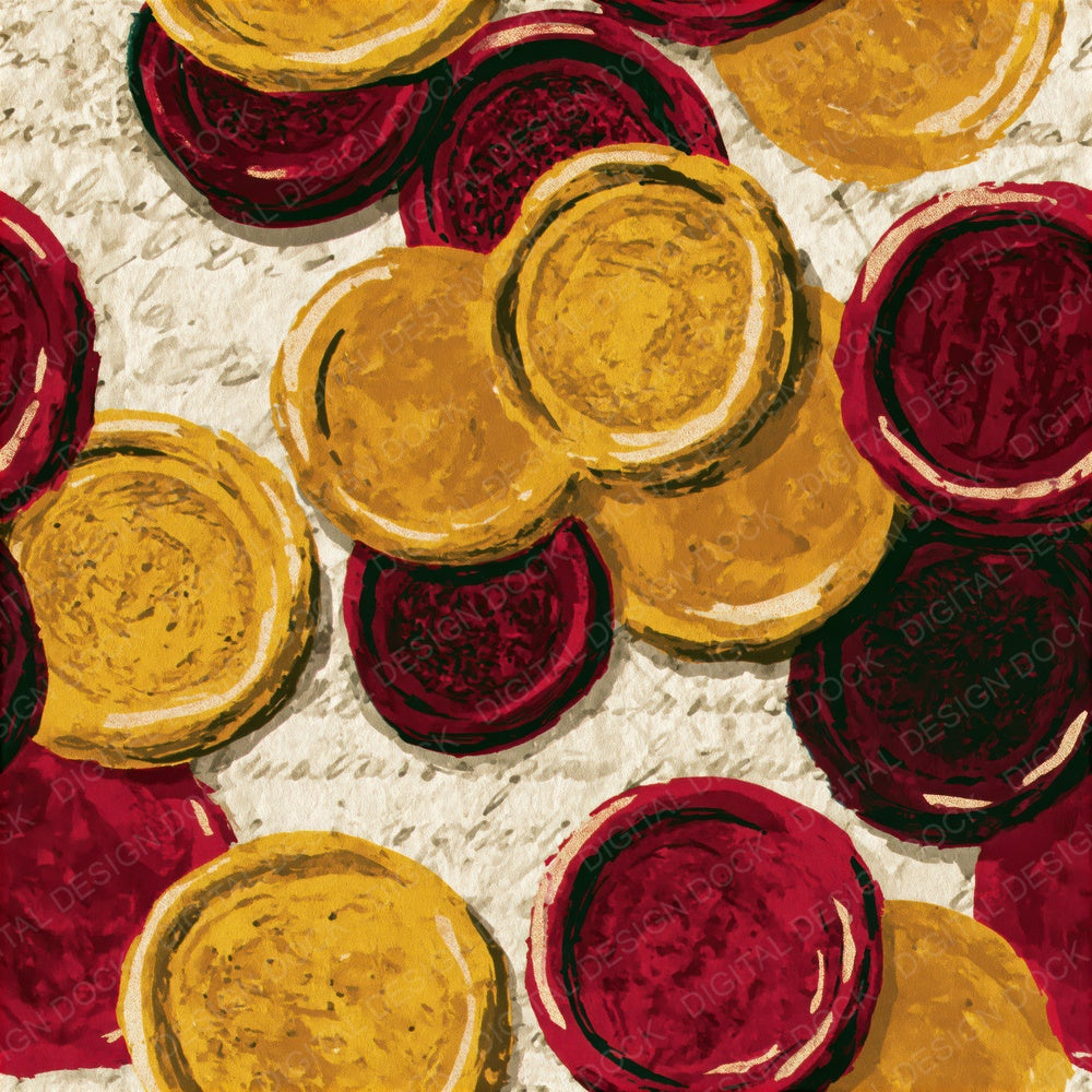 Toulouse Lautrec Wax Seals Curry Pomegranate Seamless Digital Paper Pack (DDD016282)