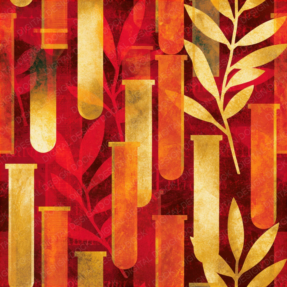 Scandinavian Test Tubes Gold Coral Seamless Digital Paper Pack (DDD016301)