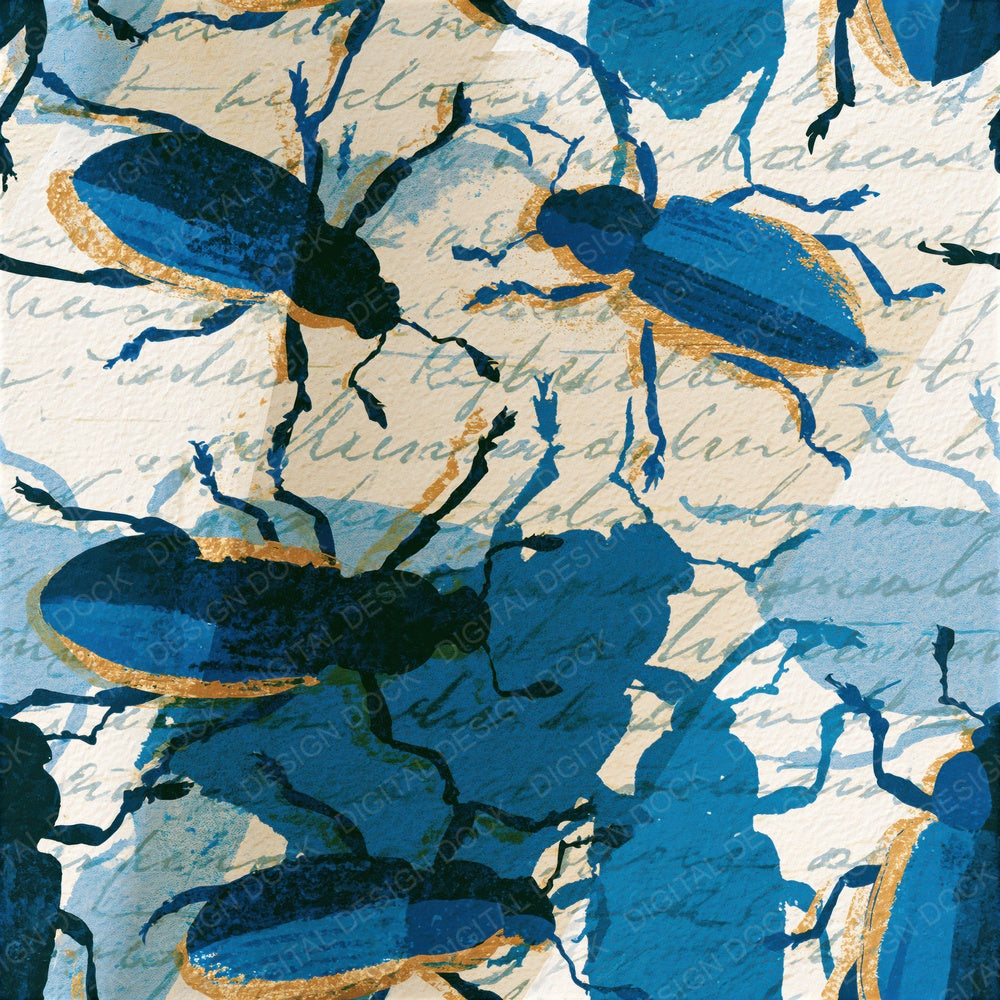 Vintage Travel Weevil Fjord Blue Seamless Digital Paper Pack (DDD016303)