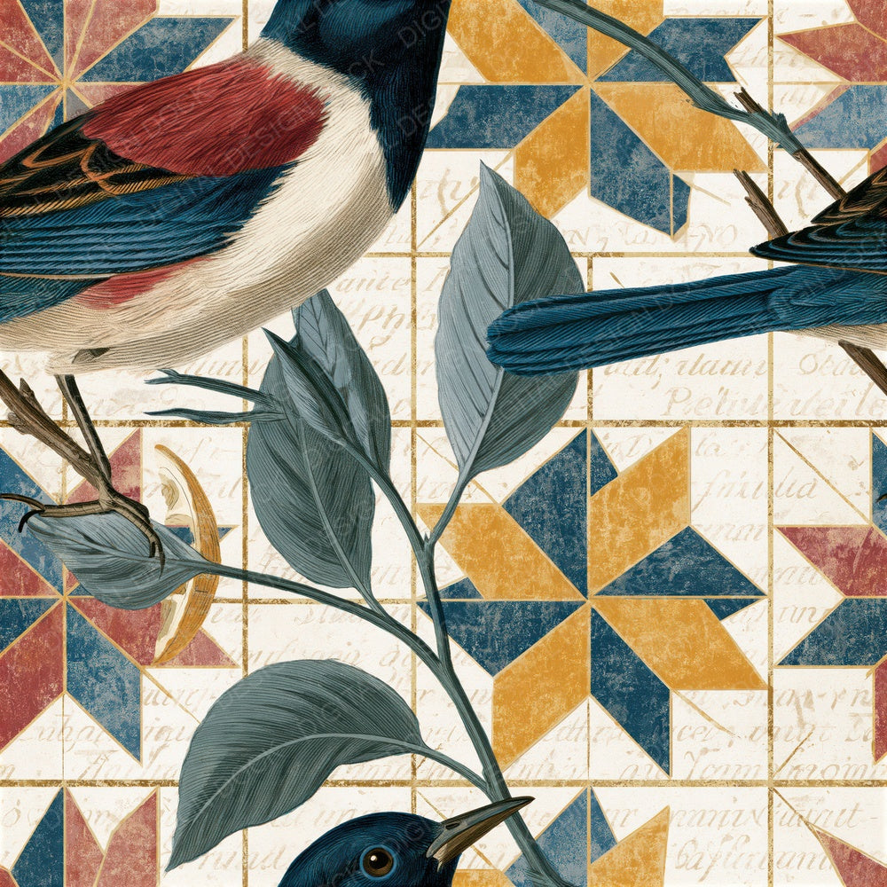 Audubon Star Tiles Mustard Navy Seamless Digital Paper Pack (DDD016305)