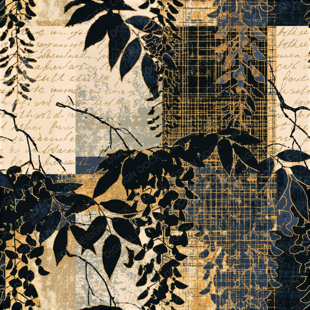 De Stijl Wisteria Bone Gold Seamless Digital Paper Pack (DDD016309)