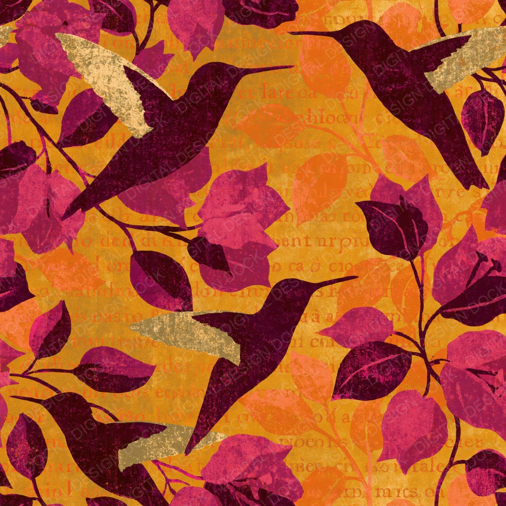 Mexico Hummingbird Bougainvillea Marigold Digital Paper Pack (DDD016335)
