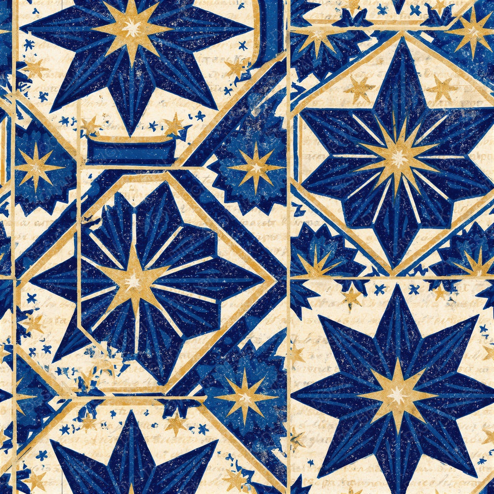 Mexico Talavera Cobalt Cream Seamless Digital Paper Pack (DDD016338)
