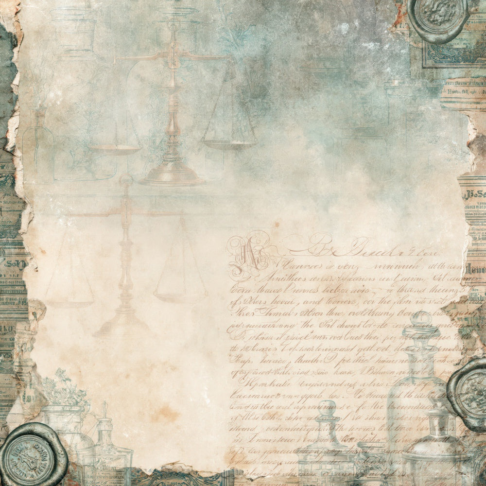 Apothecary Chemist Rust Teal Digital Paper Pack (DDD016348)