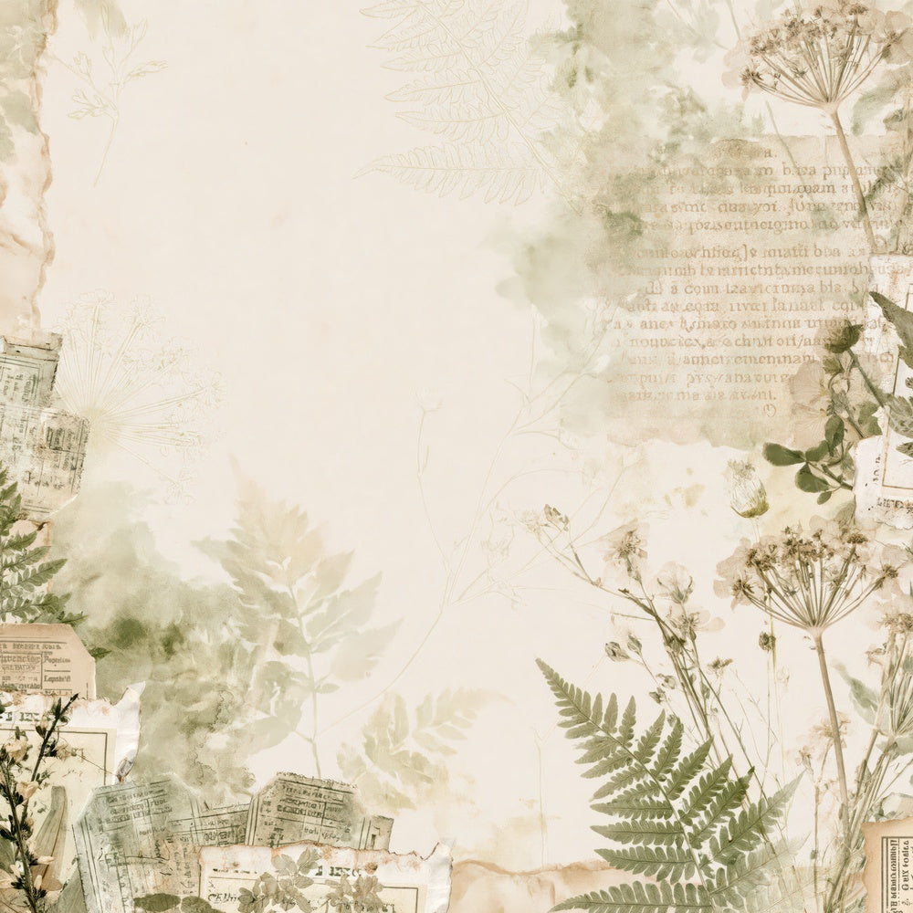 Herbarium Fern Moss Sepia Digital Paper Pack (DDD016356)