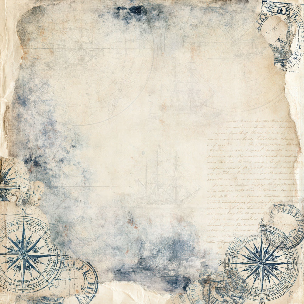 Nautical Ship Chart Navy Digital Paper Pack (DDD016361)