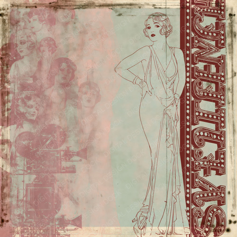 Cinema Silent Sage Burgundy Digital Paper Pack (DDD016373)