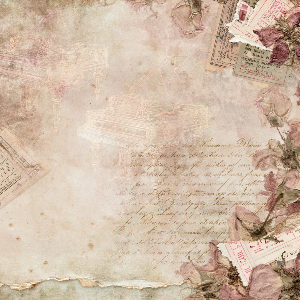 Music Piano Rose Olive Digital Paper Pack (DDD016375)