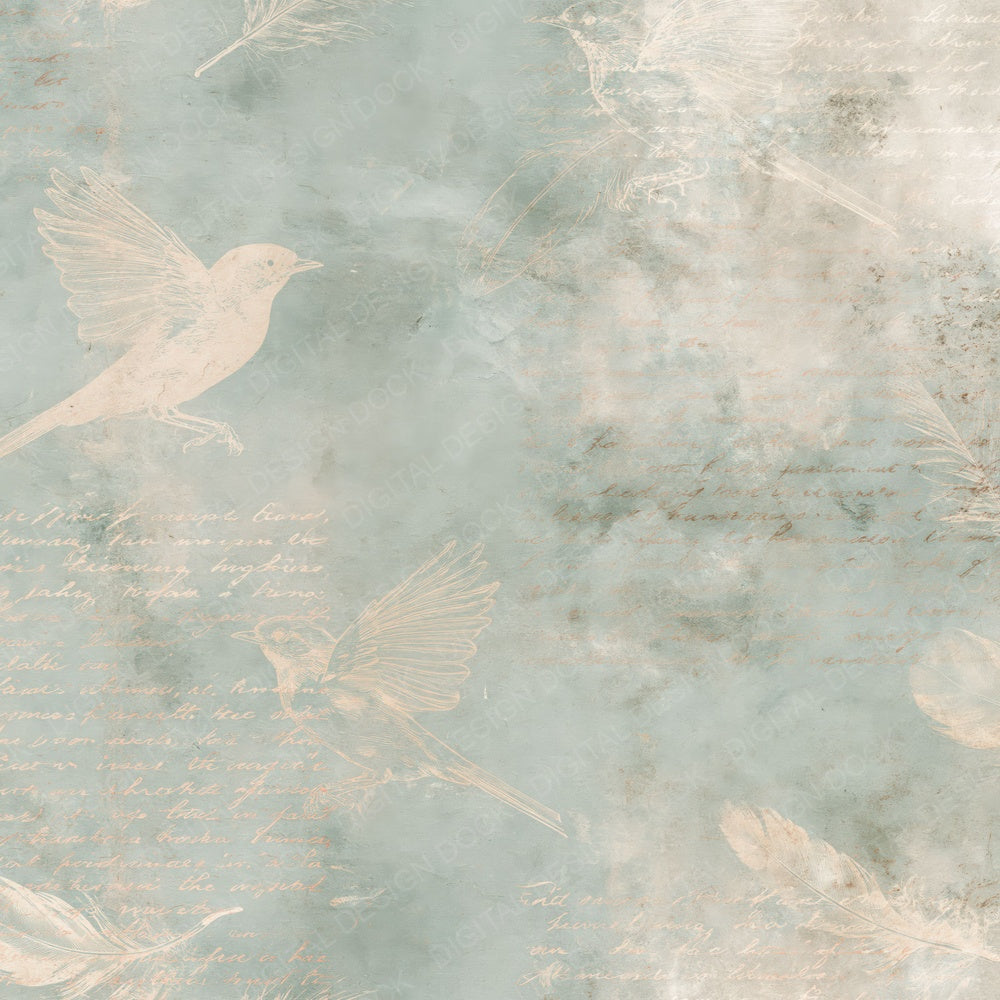 Ornithology Songbird Teal Rust Digital Paper Pack (DDD016400)