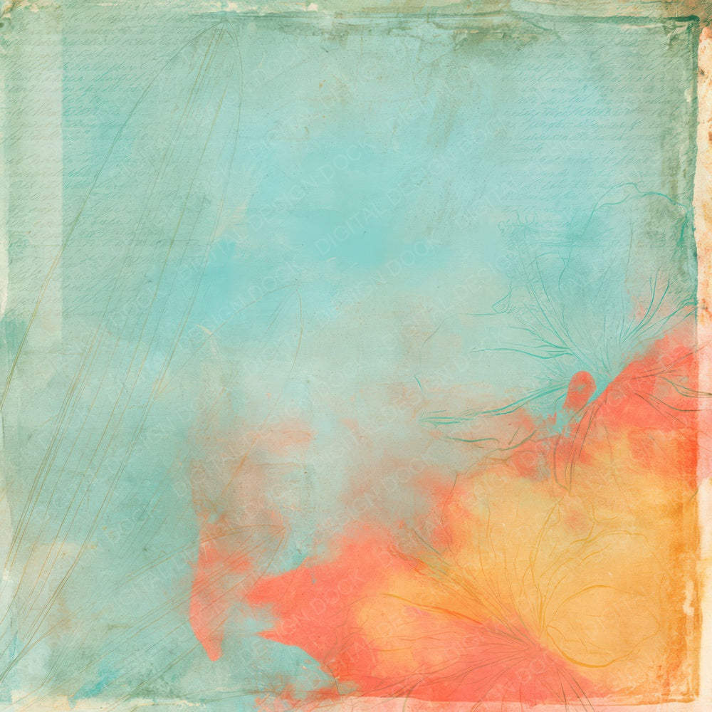 Surf Hibiscus Turquoise Coral Digital Paper Pack (DDD016419)