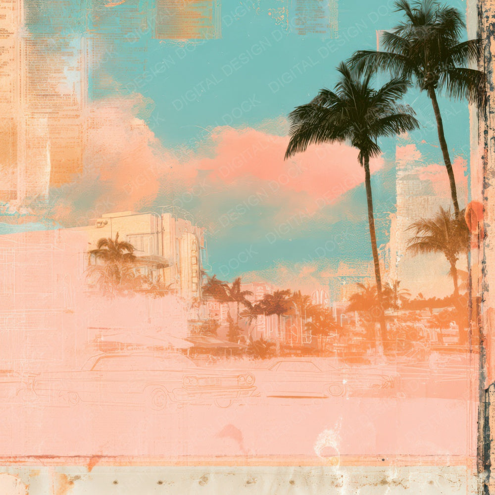 Surf Motel Flamingo Aqua Digital Paper Pack (DDD016421)