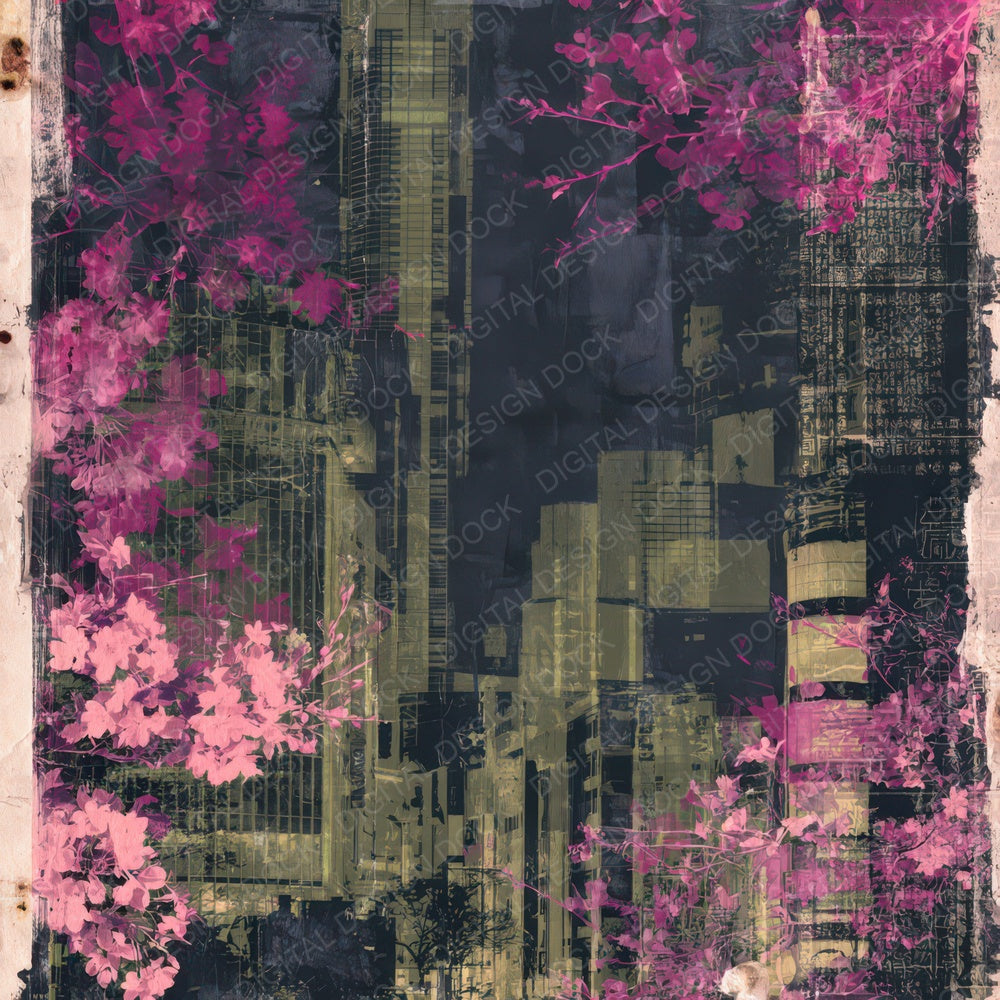 Tokyo Shibuya Charcoal Magenta Digital Paper Pack (DDD016444)
