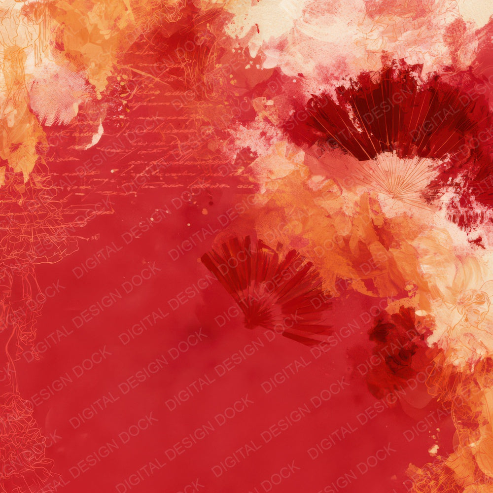Flamenco Fan Crimson Saffron Digital Paper Pack (DDD016447)