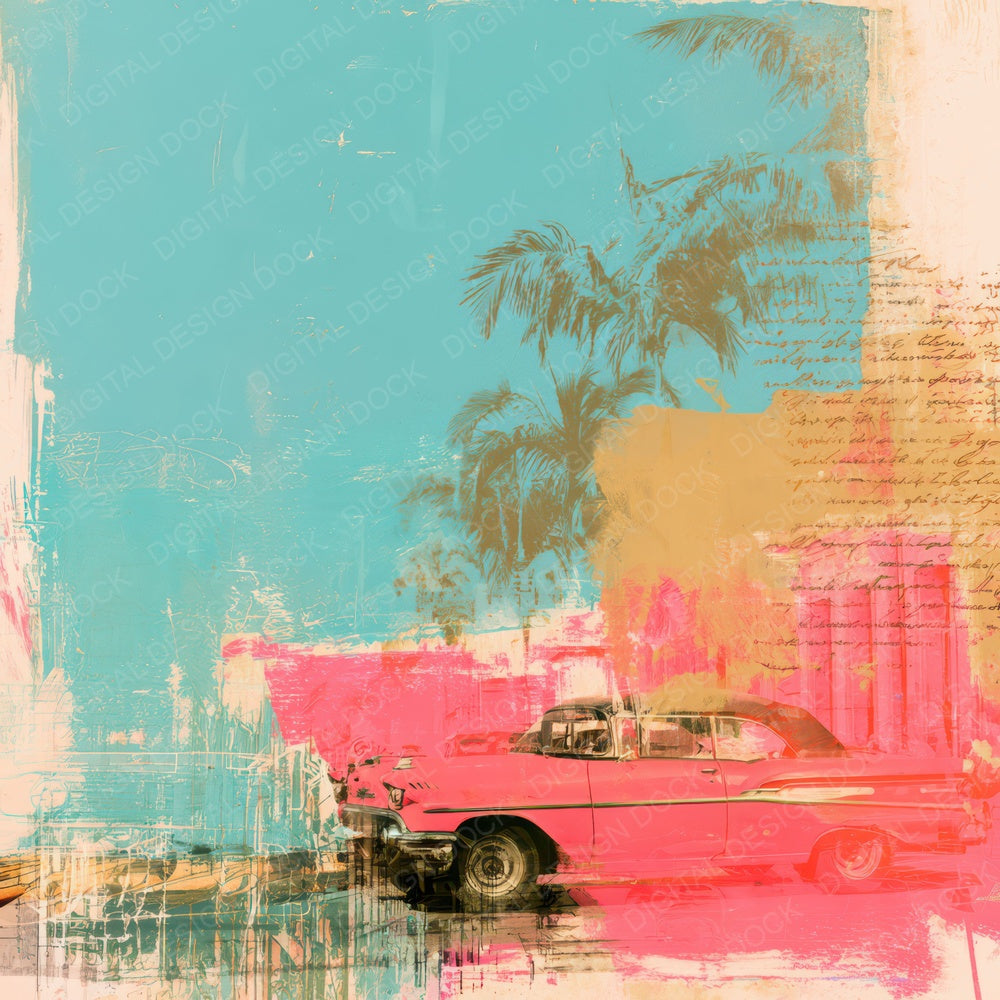 Havana Car Turquoise Flamingo Digital Paper Pack (DDD016450)
