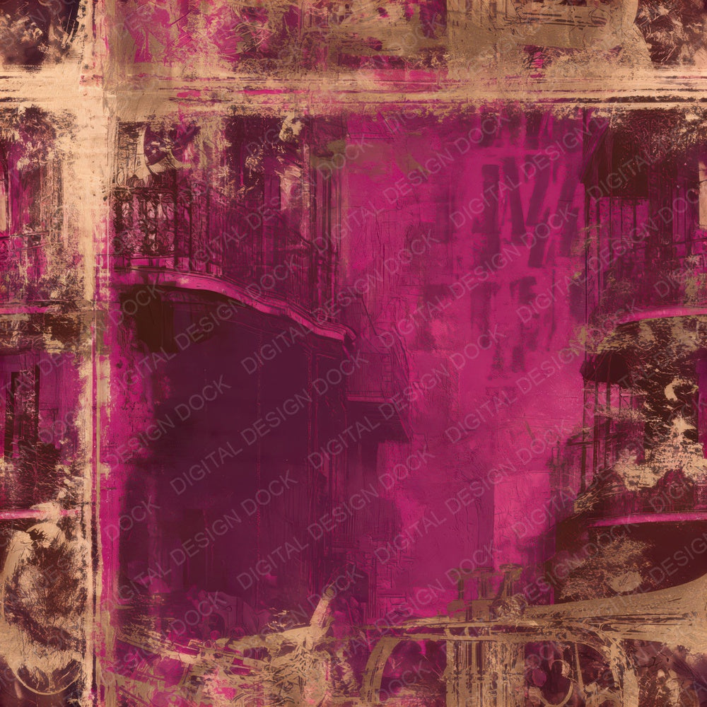 Mardi Gras Trumpet Aubergine Magenta Seamless Digital Paper Pack (DDD016457)