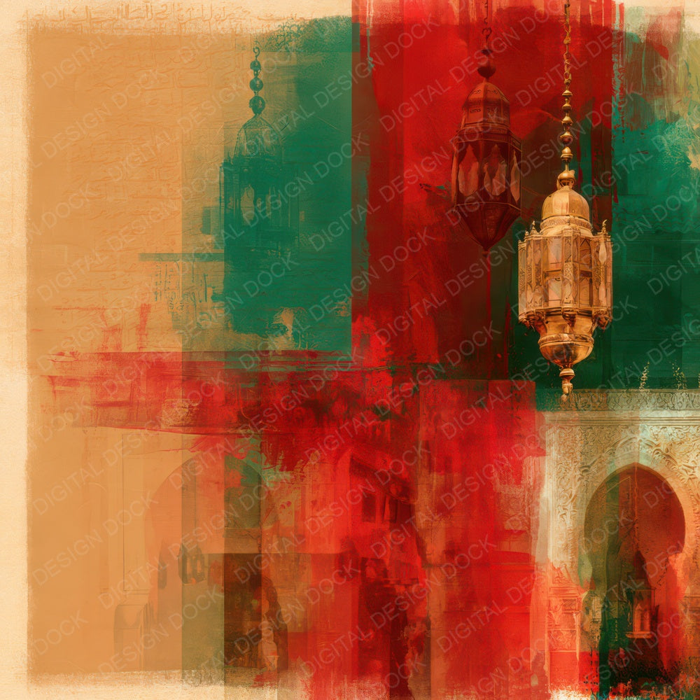 Moroccan Lantern Saffron Emerald Digital Paper Pack (DDD016458)