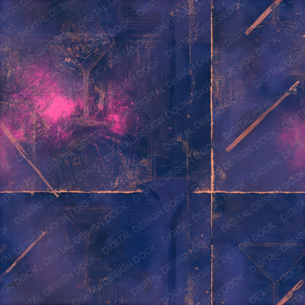 Speakeasy Martini Sapphire Fuchsia Seamless Digital Paper Pack (DDD016463)