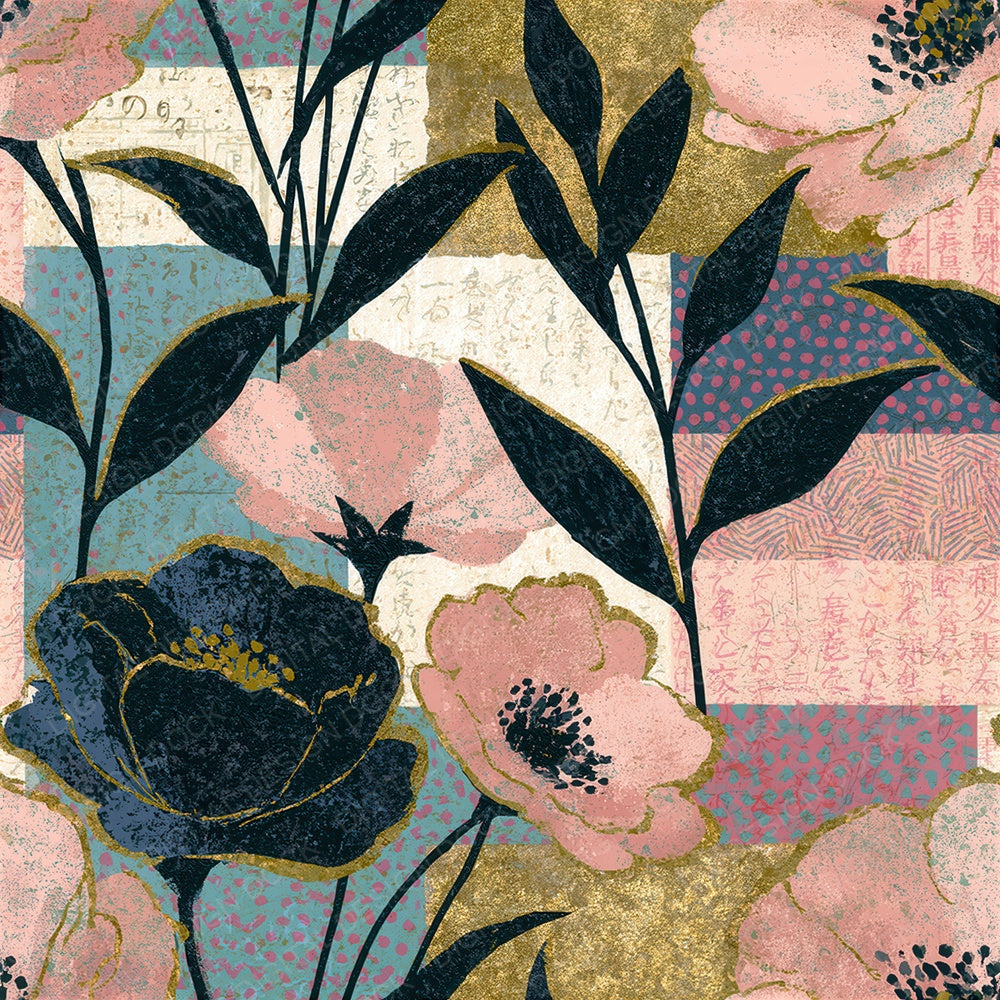 Memphis Meadow Flowers Rose Seamless Digital Paper Pack (DDD016473)
