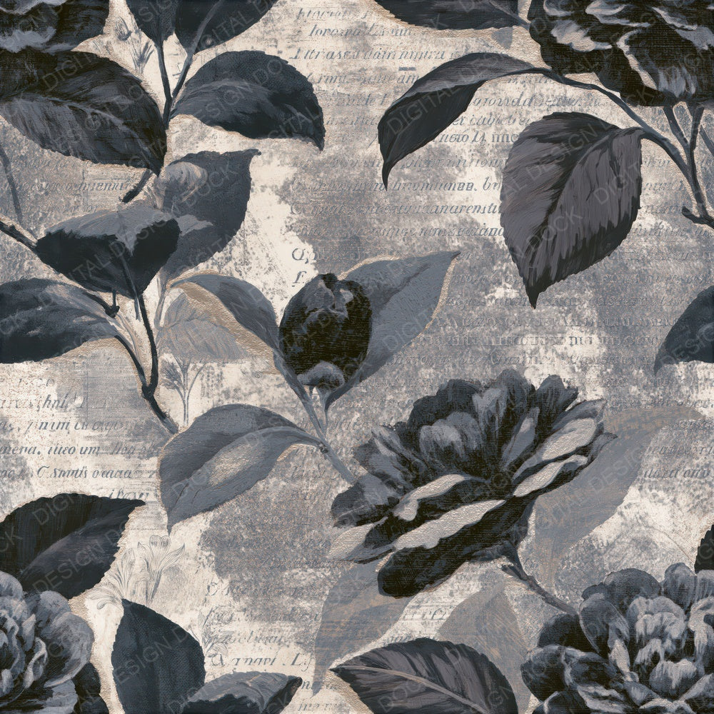 Naturalist Camellia Storm Grey Silver Seamless Digital Paper Pack (DDD016475)