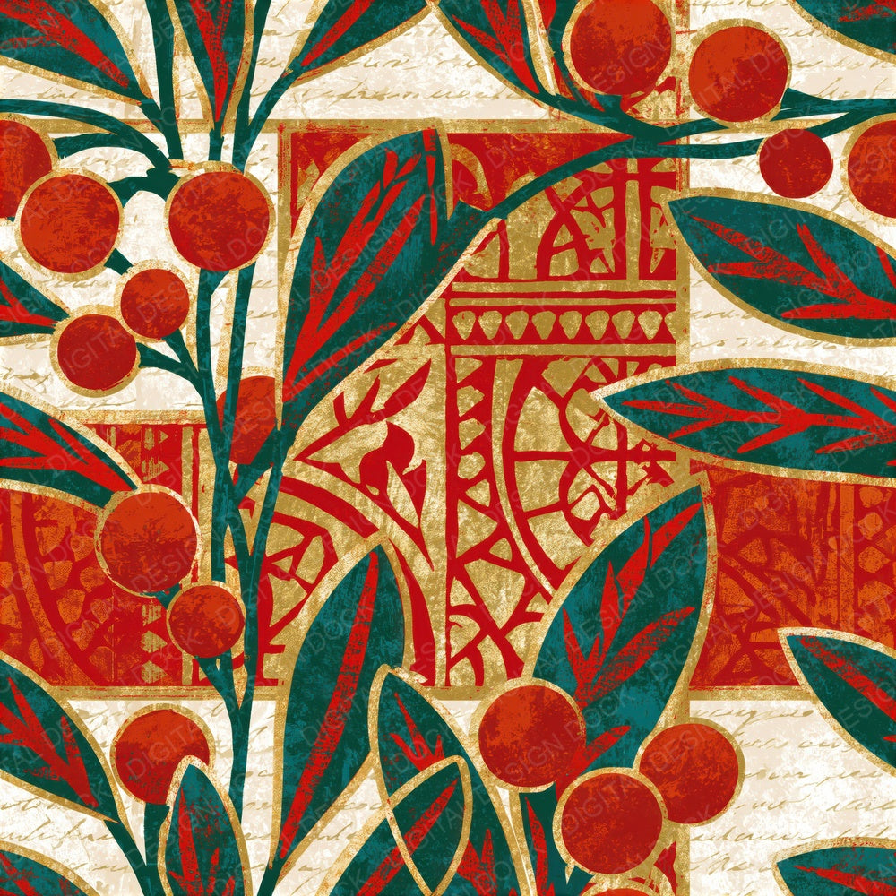 Tiki Mistletoe Sea Copper Seamless Digital Paper Pack (DDD016481)