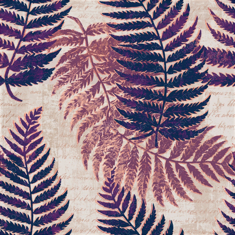 Indian Block Print Fern Plum Seamless Digital Paper Pack (DDD016495)