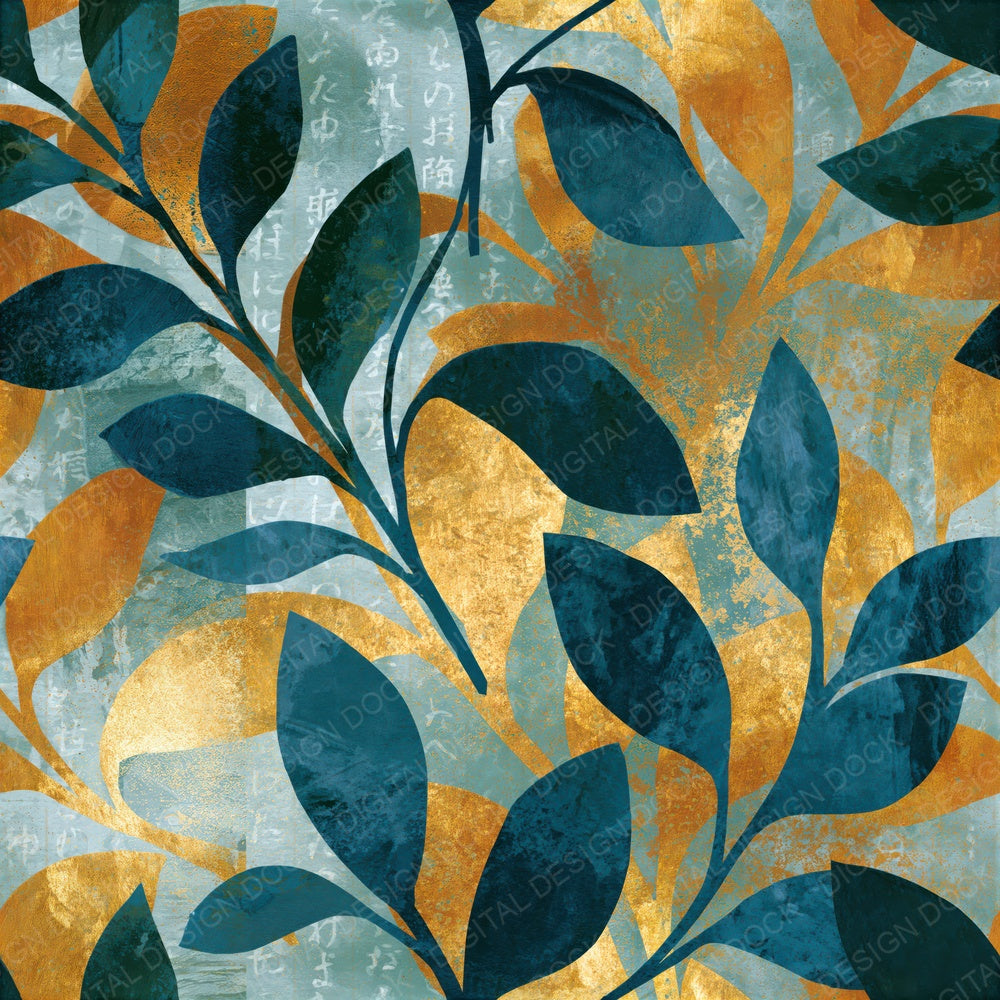 Papercut Sage Stems Sea Glass Gold Seamless Digital Paper Pack (DDD016497)