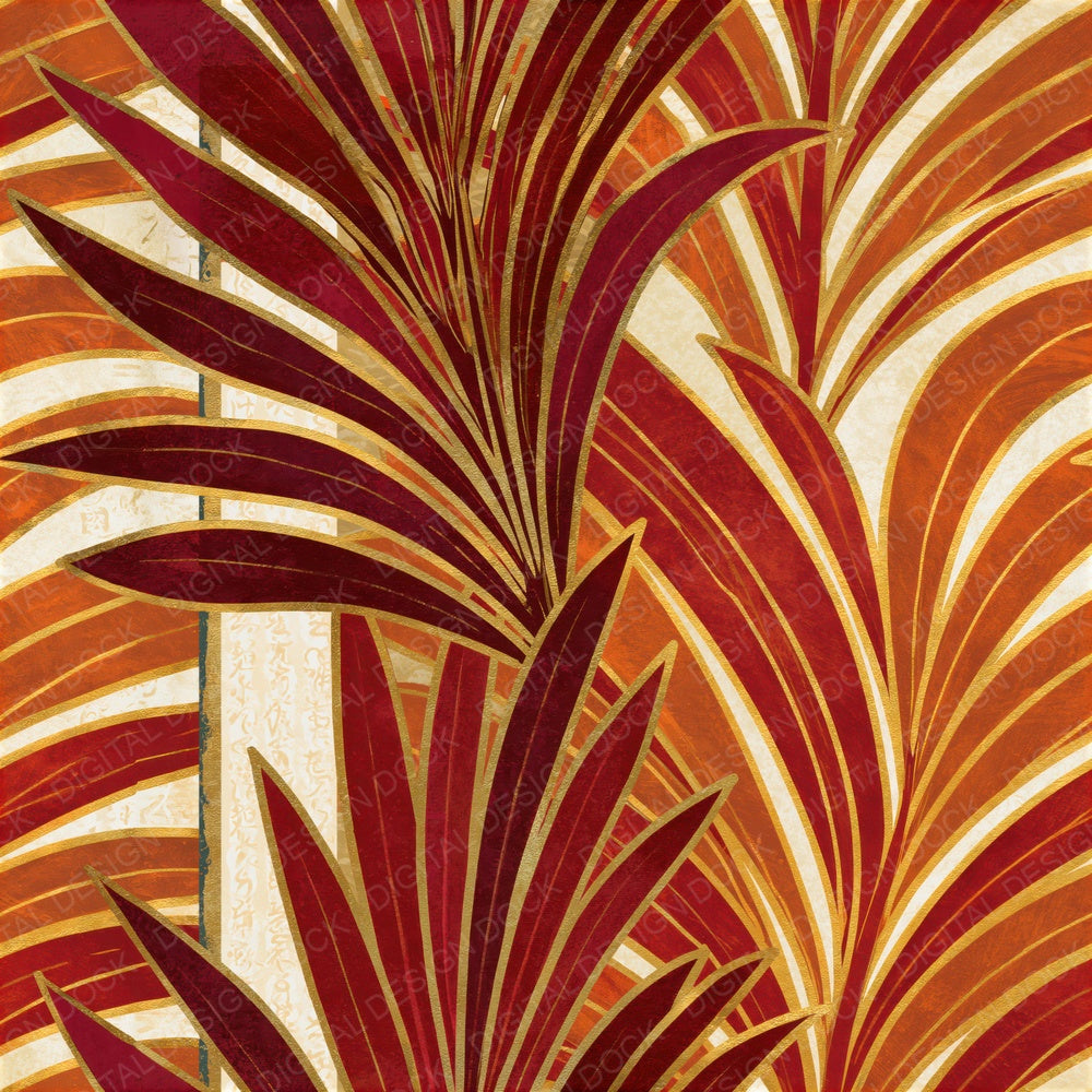 Art Nouveau Palm Fronds Cinnamon Seamless Digital Paper Pack (DDD016505)