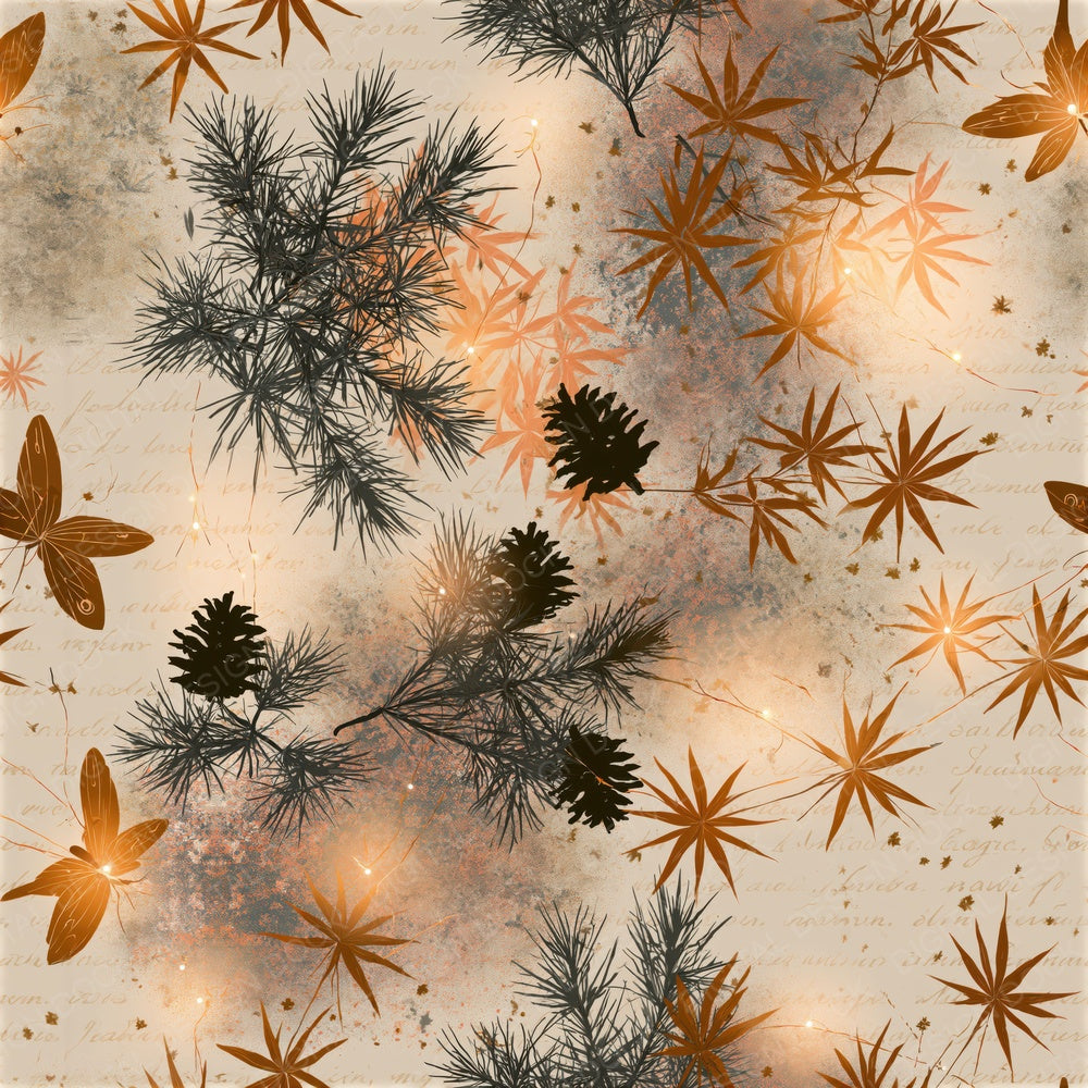 Chinoiserie Fairy Lights Terracotta Seamless Digital Paper Pack (DDD016527)