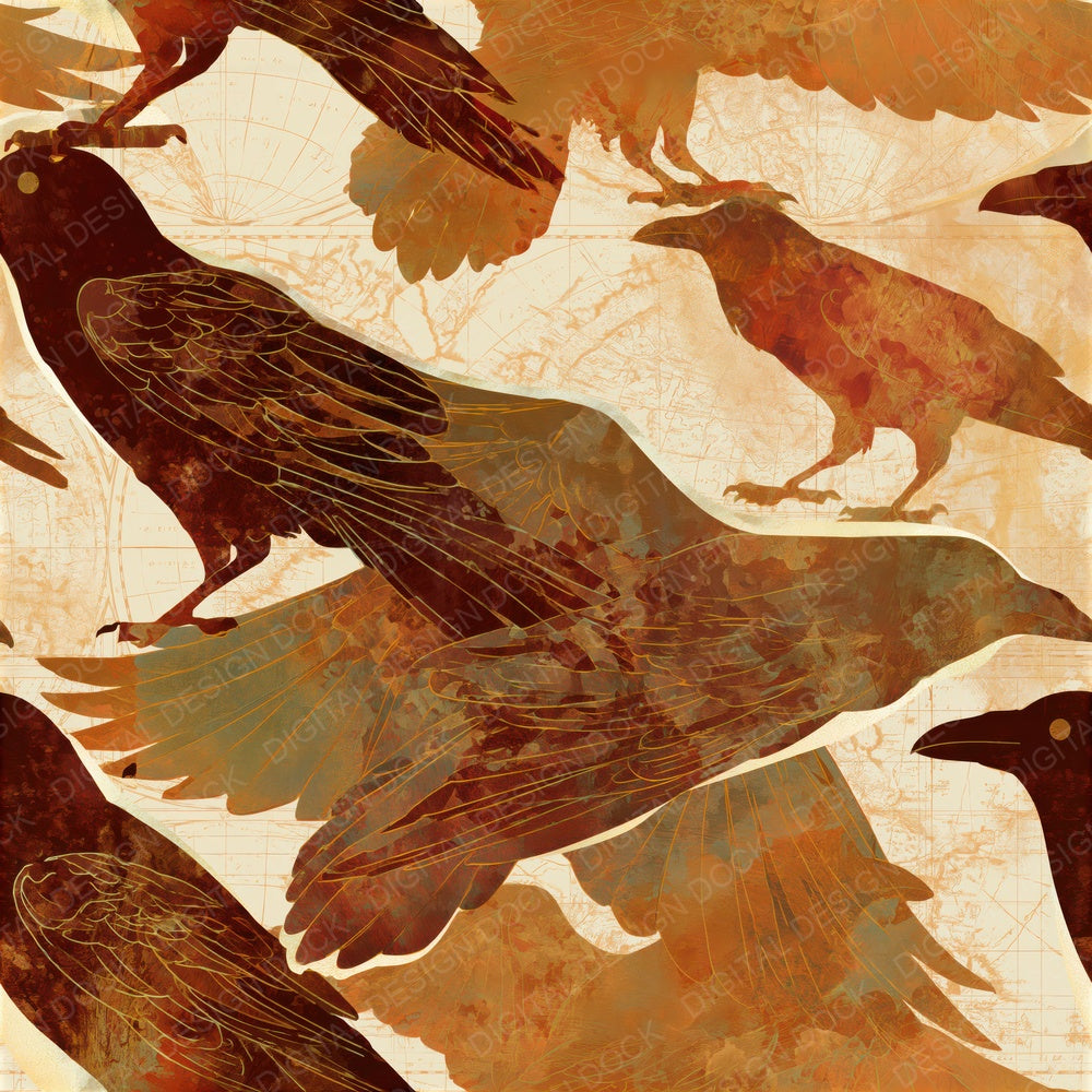 Ert Raven Familiars Rust Brass Seamless Digital Paper Pack (DDD016530)