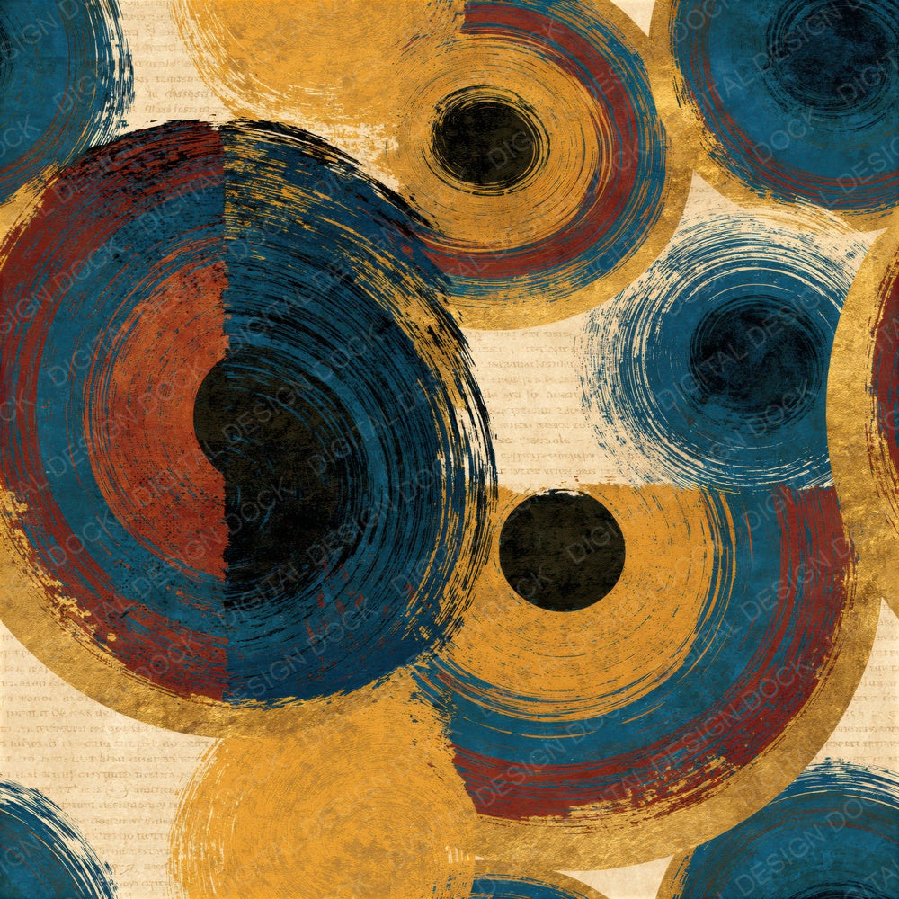 Vintage Newsprint Black Hole Spirals Seamless Digital Paper Pack (DDD016543)