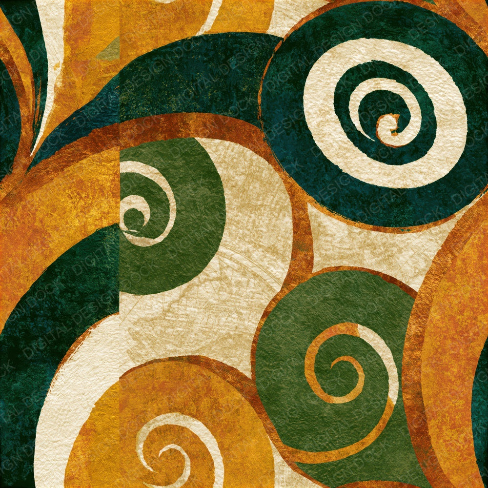 Vintage Travel Spiral Olive Ochre Seamless Digital Paper Pack (DDD016562)