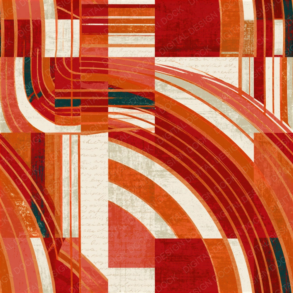 Mid Century Neon Racetrack Copper Rose Seamless Digital Paper Pack (DDD016570)