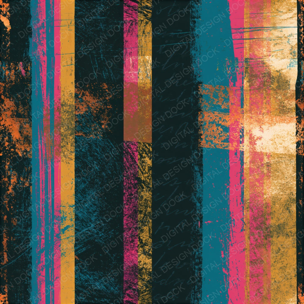 Scratchboard Turquoise Pink Ochre Abstract Seamless Digital Paper Pack (DDD016577)