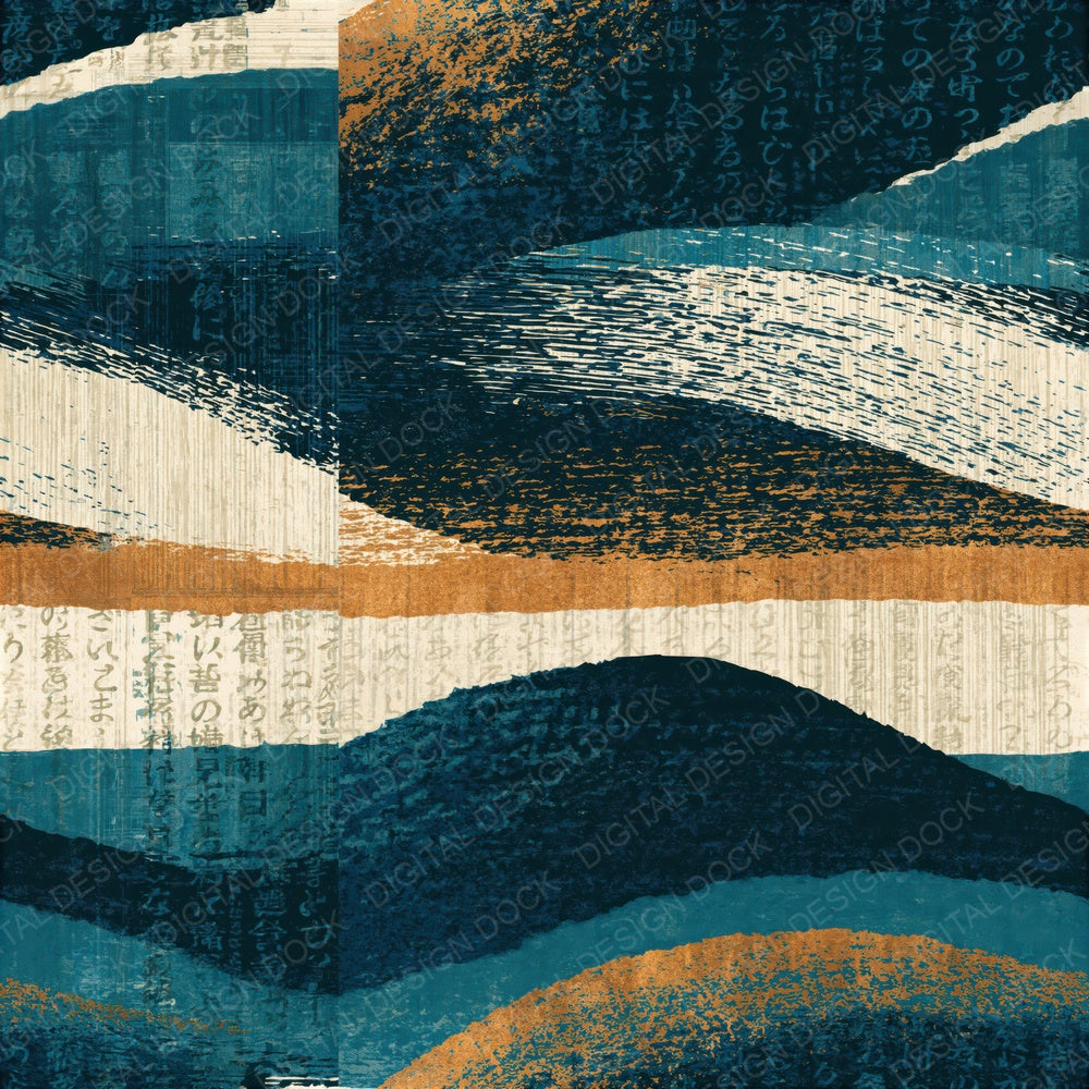Woodcut Navy Teal Bone Tonal Seamless Digital Paper Pack (DDD016583)